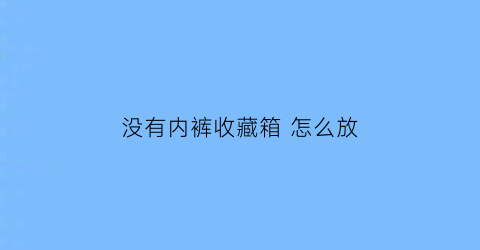 没有内裤收藏箱 怎么放